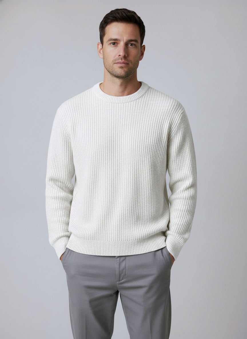 Men's Chunky Knit Jumper in White