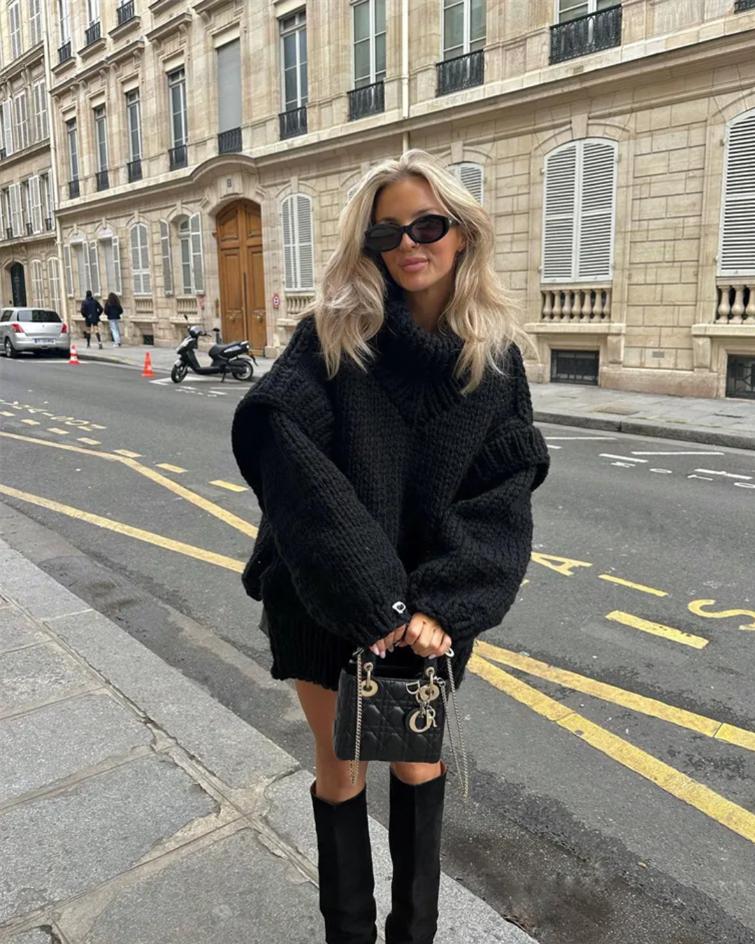 Women's Chunky Roll Neck Jumper in Black