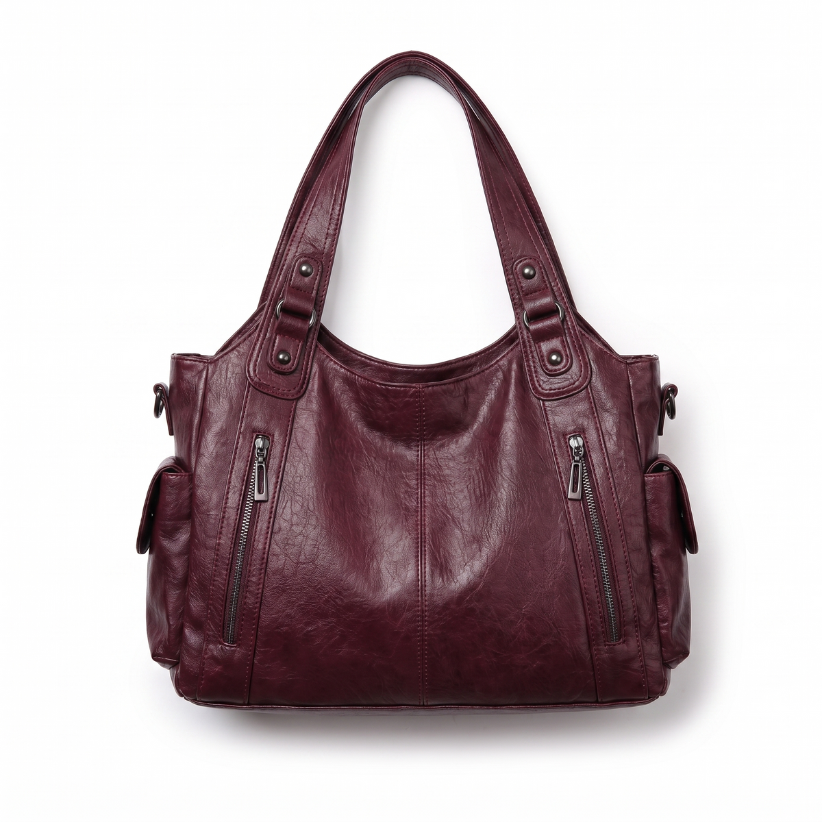 Women's Slouchy Shoulder Bag in Wine Red