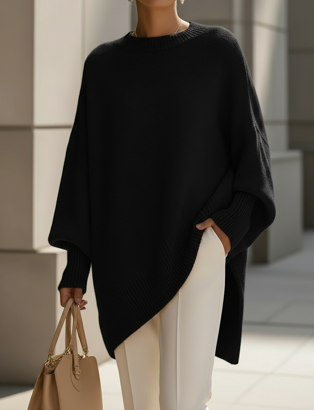 Women's Textured Knit Jumper in Black