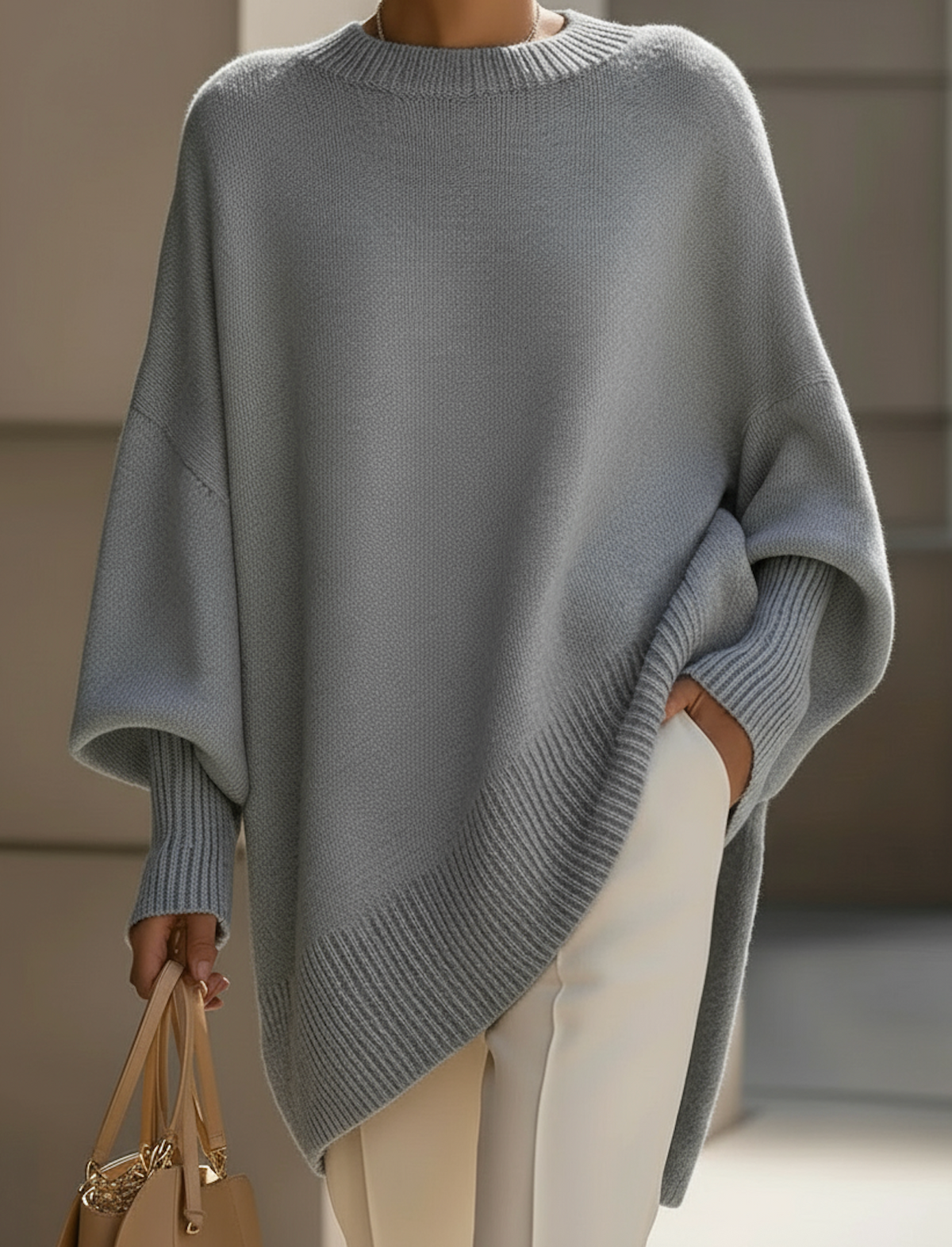 Women's Textured Knit Jumper in Grey